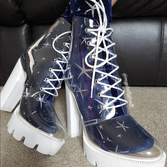 Women Blue Velvet Stars Socks - Picture 4 of 5